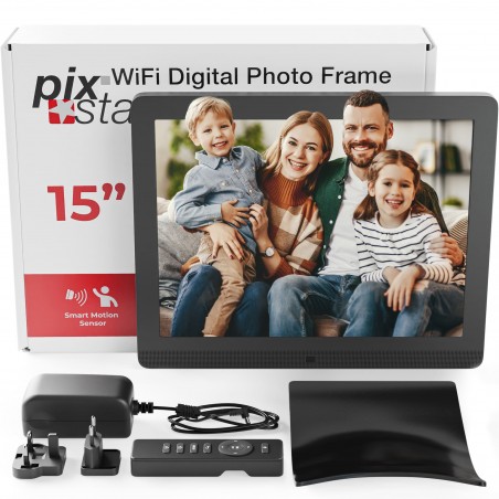 Pix-Star Cyfrowa 15-calowa ramka na zdjęcia z łącznością Wi-Fi i chmurą